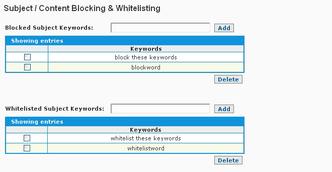 Anti-Spam Firewall Content Filtering Subject Keywords
