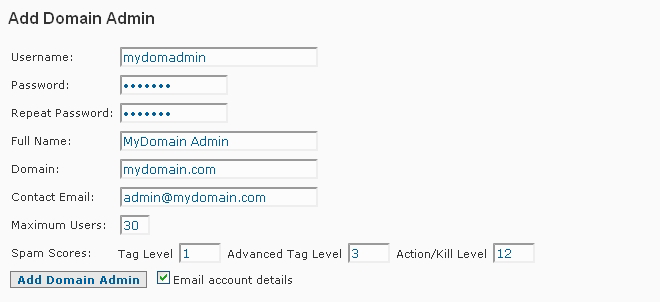 Anti-Spam Firewall Add Domain Admin Account