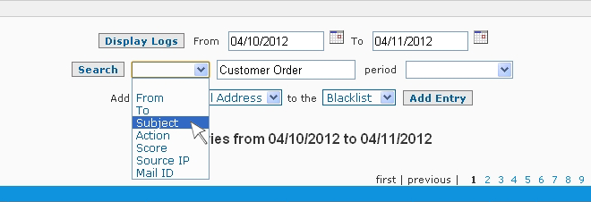 Anti-Spam Firewall Mail Log Viewer Search 1