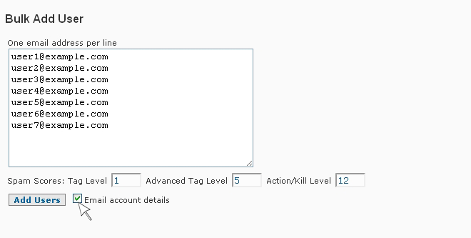 Anti-Spam Firewall Manager Users Bulk Add