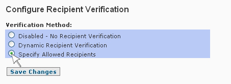 Anti-Spam Firewall Enable Recipient Verification