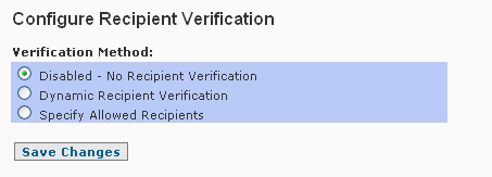 Anti-Spam Firewall Recipient Verification Screen