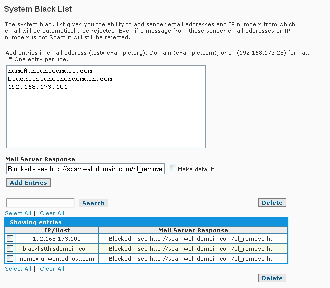 Anti-Spam Firewall System Blacklist