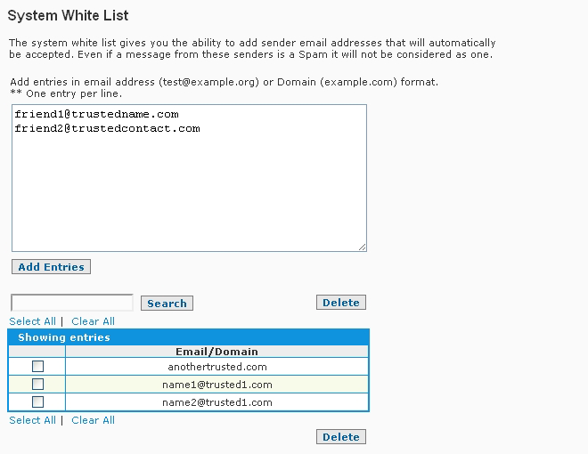 Anti-Spam Firewall Sytem Whitelist
