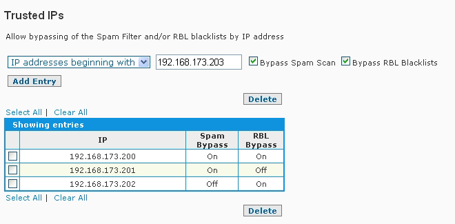 Anti-Spam Firewall Trusted IPs